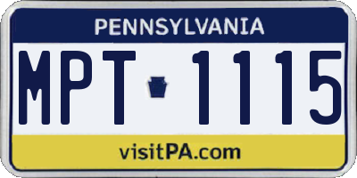 PA license plate MPT1115