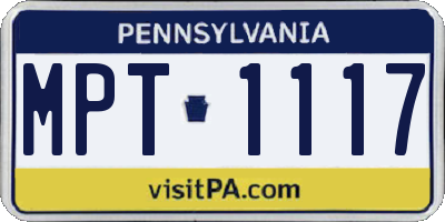 PA license plate MPT1117