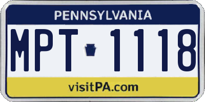 PA license plate MPT1118