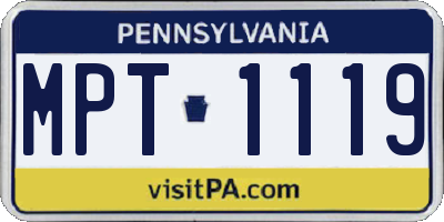 PA license plate MPT1119