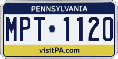 PA license plate MPT1120