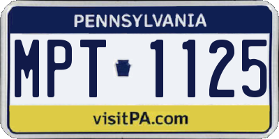 PA license plate MPT1125