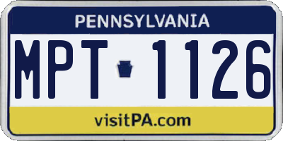 PA license plate MPT1126