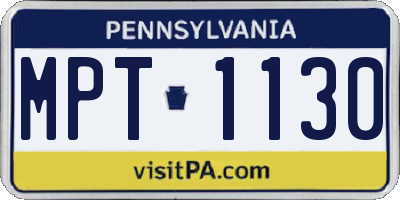 PA license plate MPT1130
