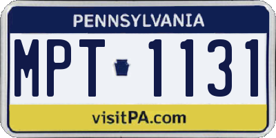 PA license plate MPT1131