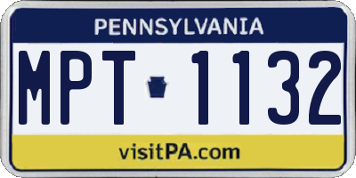 PA license plate MPT1132