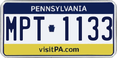 PA license plate MPT1133