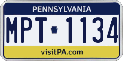 PA license plate MPT1134