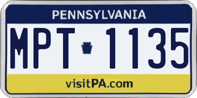 PA license plate MPT1135