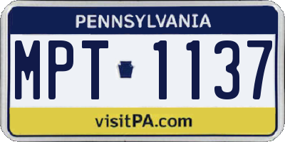 PA license plate MPT1137