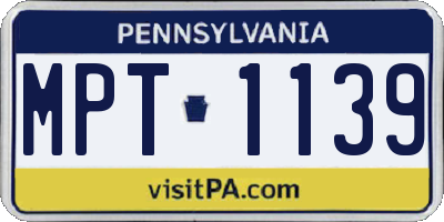 PA license plate MPT1139