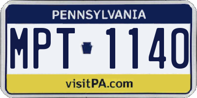 PA license plate MPT1140