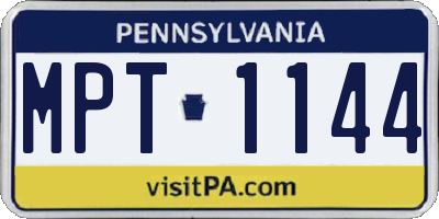 PA license plate MPT1144