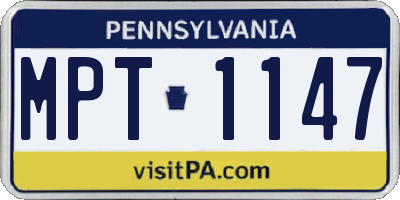 PA license plate MPT1147