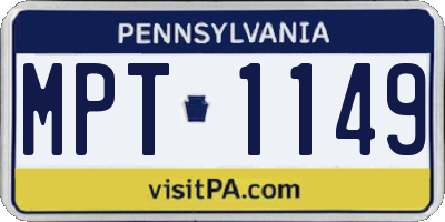 PA license plate MPT1149