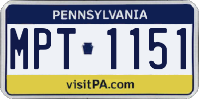 PA license plate MPT1151