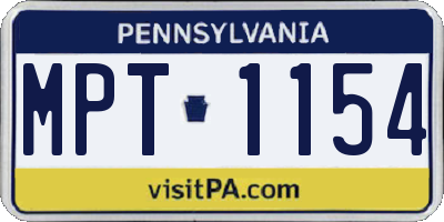 PA license plate MPT1154