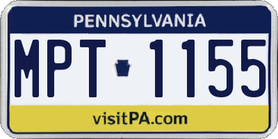 PA license plate MPT1155