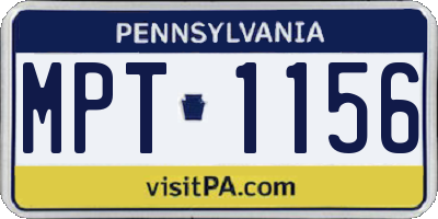 PA license plate MPT1156