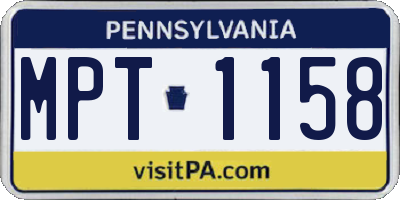 PA license plate MPT1158