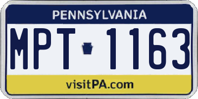 PA license plate MPT1163