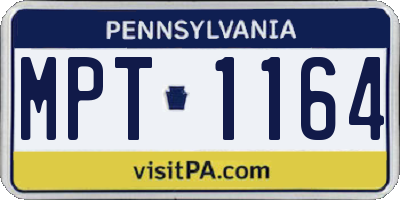 PA license plate MPT1164