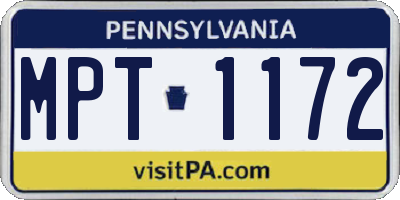 PA license plate MPT1172