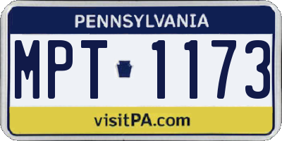 PA license plate MPT1173