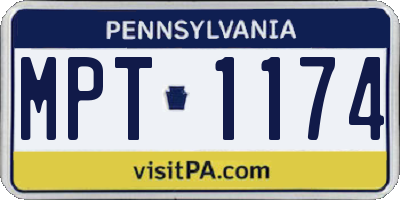 PA license plate MPT1174