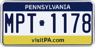 PA license plate MPT1178