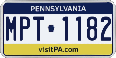 PA license plate MPT1182
