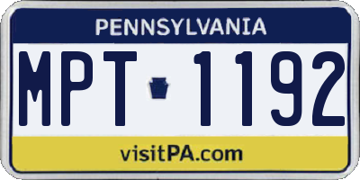 PA license plate MPT1192