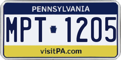 PA license plate MPT1205