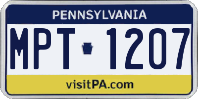 PA license plate MPT1207