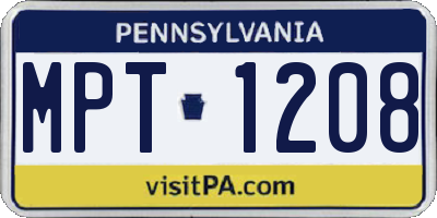 PA license plate MPT1208