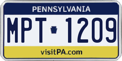 PA license plate MPT1209