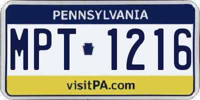 PA license plate MPT1216