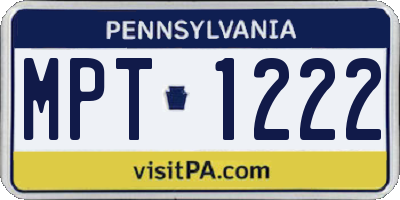 PA license plate MPT1222