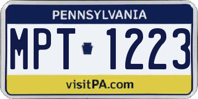 PA license plate MPT1223