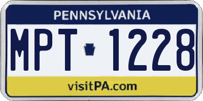PA license plate MPT1228