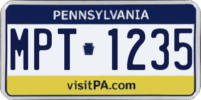 PA license plate MPT1235