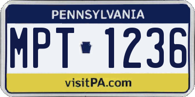 PA license plate MPT1236