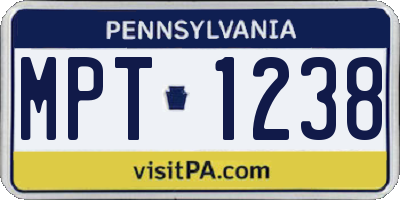 PA license plate MPT1238