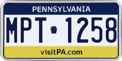 PA license plate MPT1258