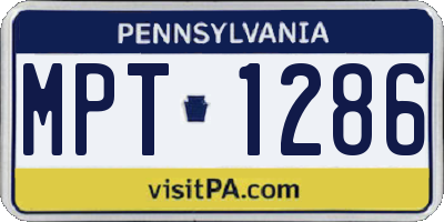 PA license plate MPT1286