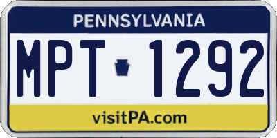 PA license plate MPT1292