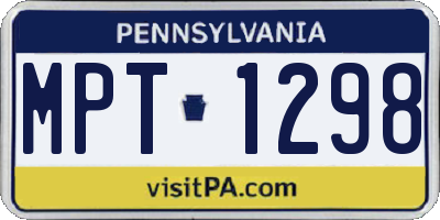 PA license plate MPT1298