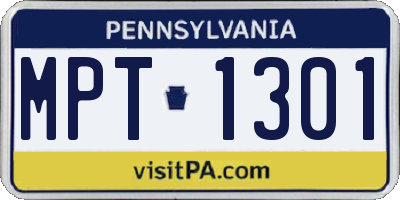 PA license plate MPT1301