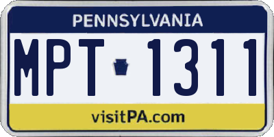 PA license plate MPT1311