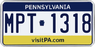 PA license plate MPT1318